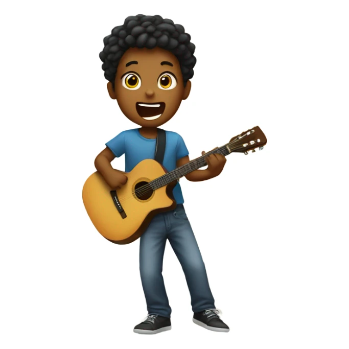 Boy holding a guitar singing on a stage sticker
