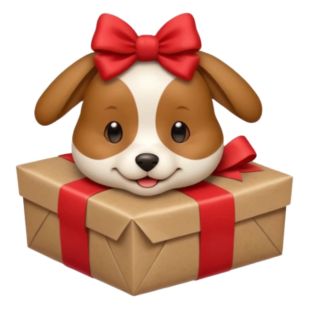 Dog in wrapped paper new yaer  sticker