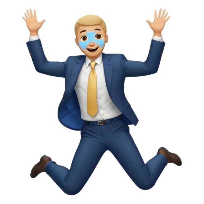 a man in a formal suit jumps with joy sticker