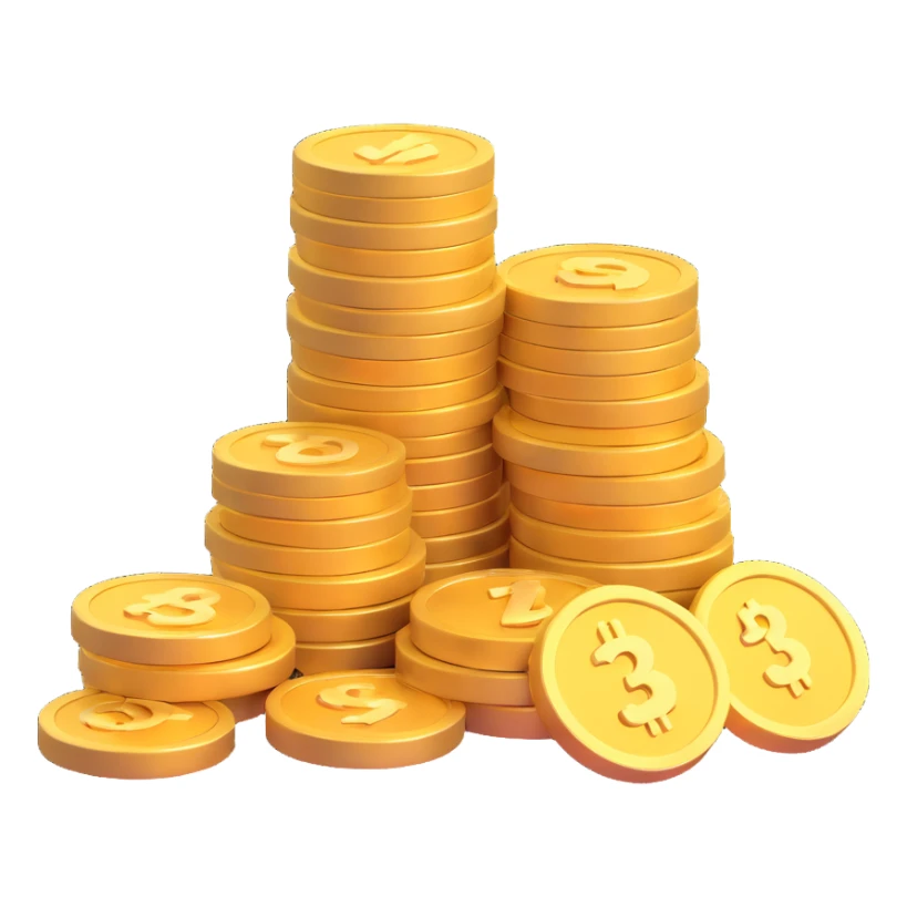 3D stack of gold coins with a calendar and a checkmark, symbolizing weekly saving, Microsoft 3D emoji style sticker
