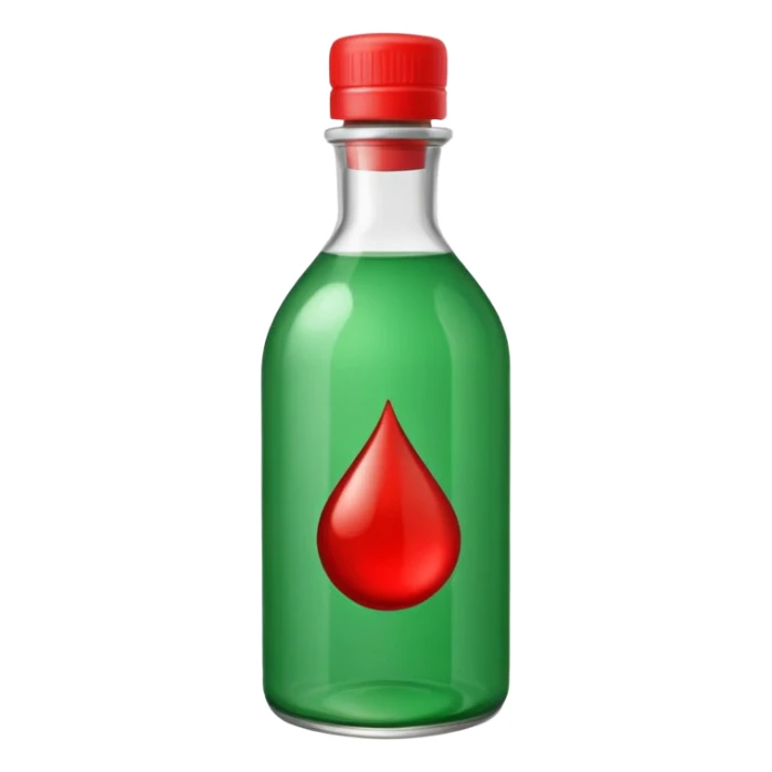 Bouteille de jet 27 avec un liquide vert à l’intérieur et un bouchon rouge sticker