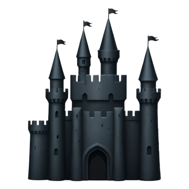iOS emoji, minimal dark fantasy, black castle silhouette, flat sticker