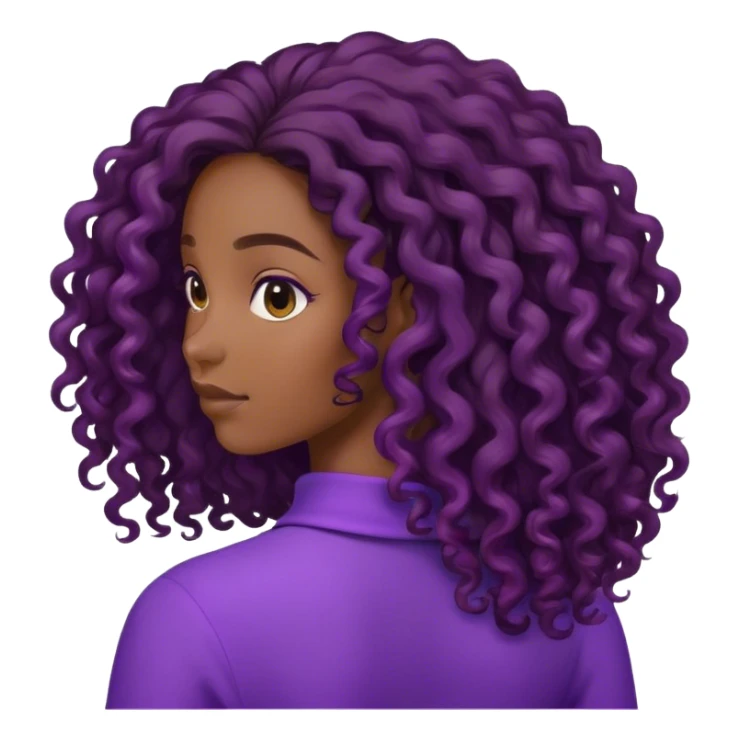 Black curly long hair lady with purple clothes from the back sticker