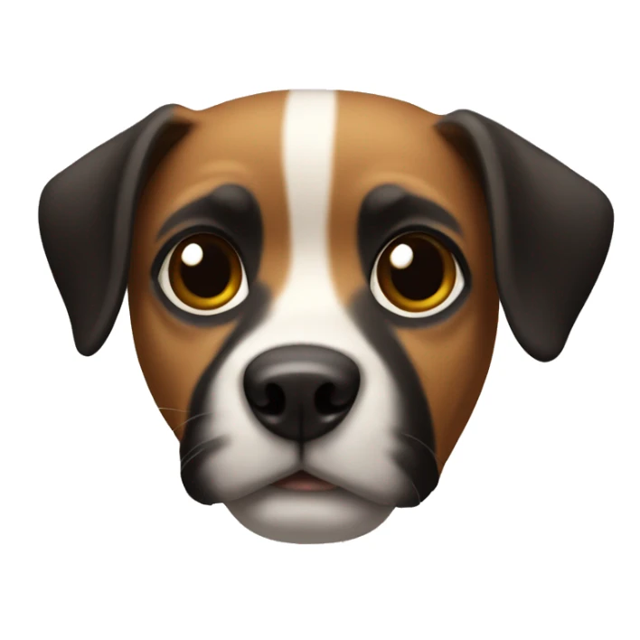 Dog with black face and ears brown eyebrows and white stripe down the middle  sticker