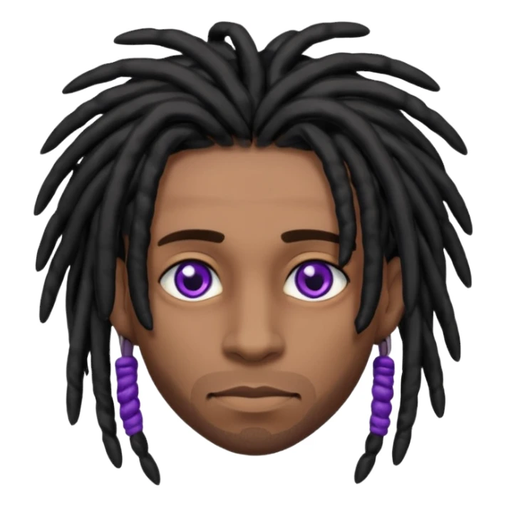 Brown skin male with black dreads and purple eyes  sticker