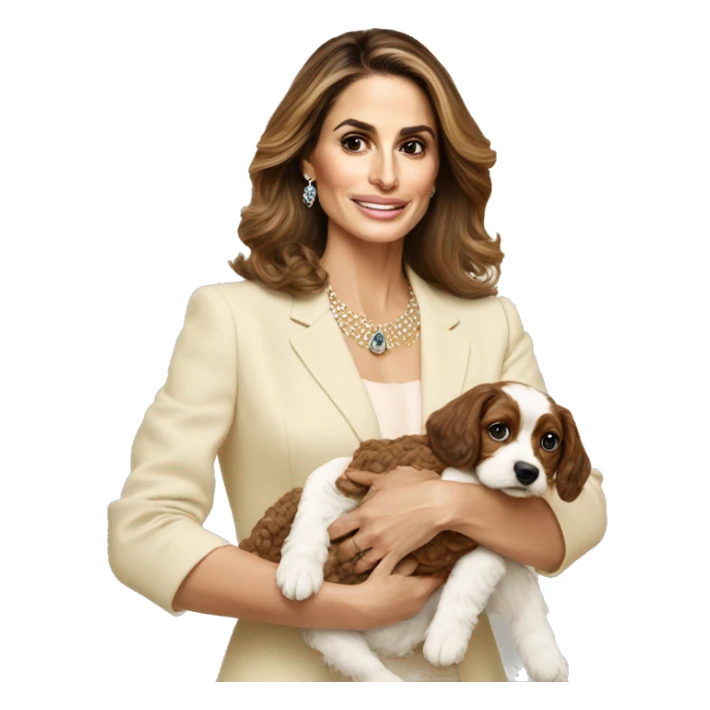 Queen rania holding a baby girl and a cockapoo  sticker