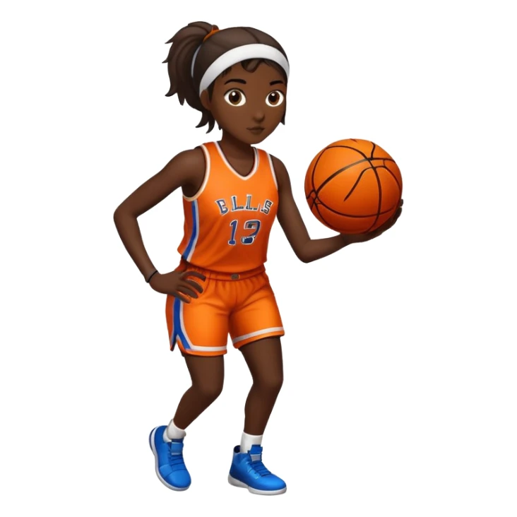 Female basketball player head shot with ball sticker