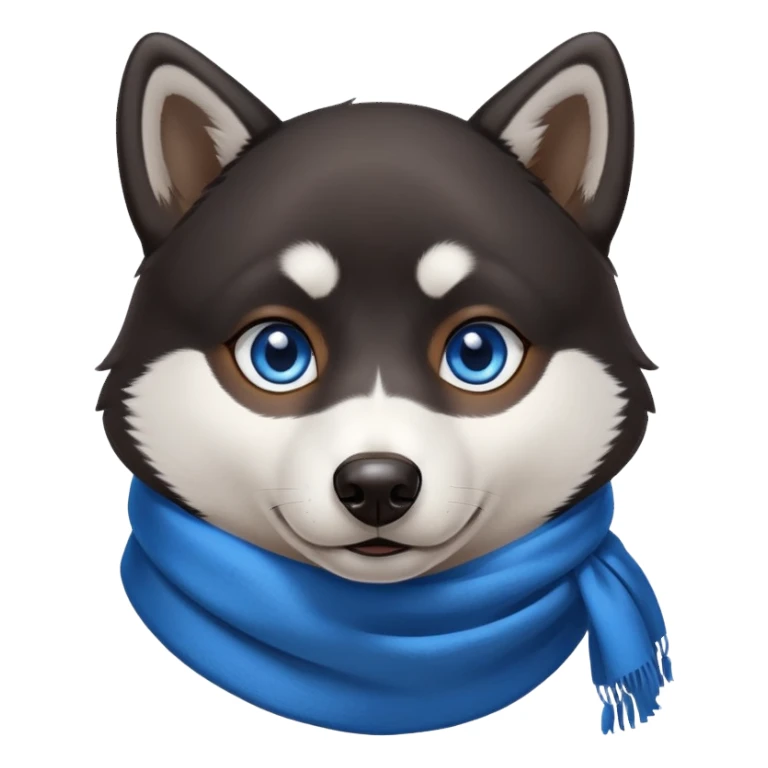 Black Husky with 1 blue eye and 1 brown eye and blue scarf sticker