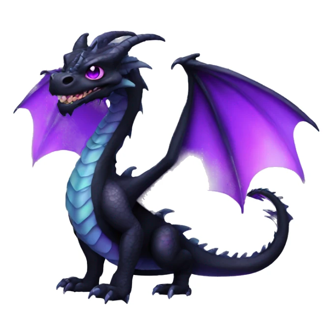 Black iridescent Dragon with purple eyes sticker