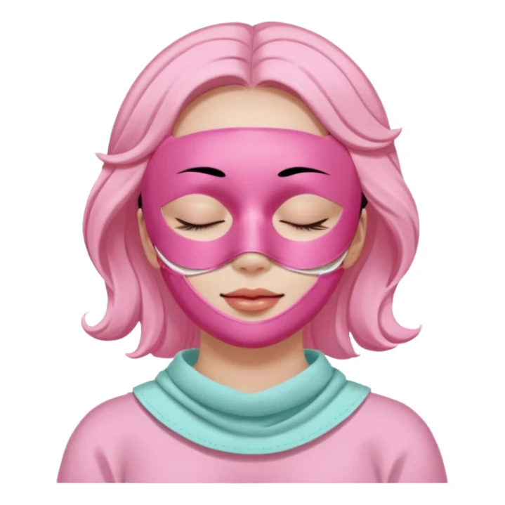 Lady with pink face mask spa beauty full face relaxing sticker