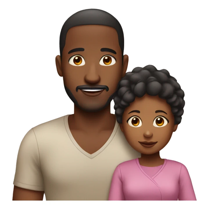 Young Black mother and father with baby sticker