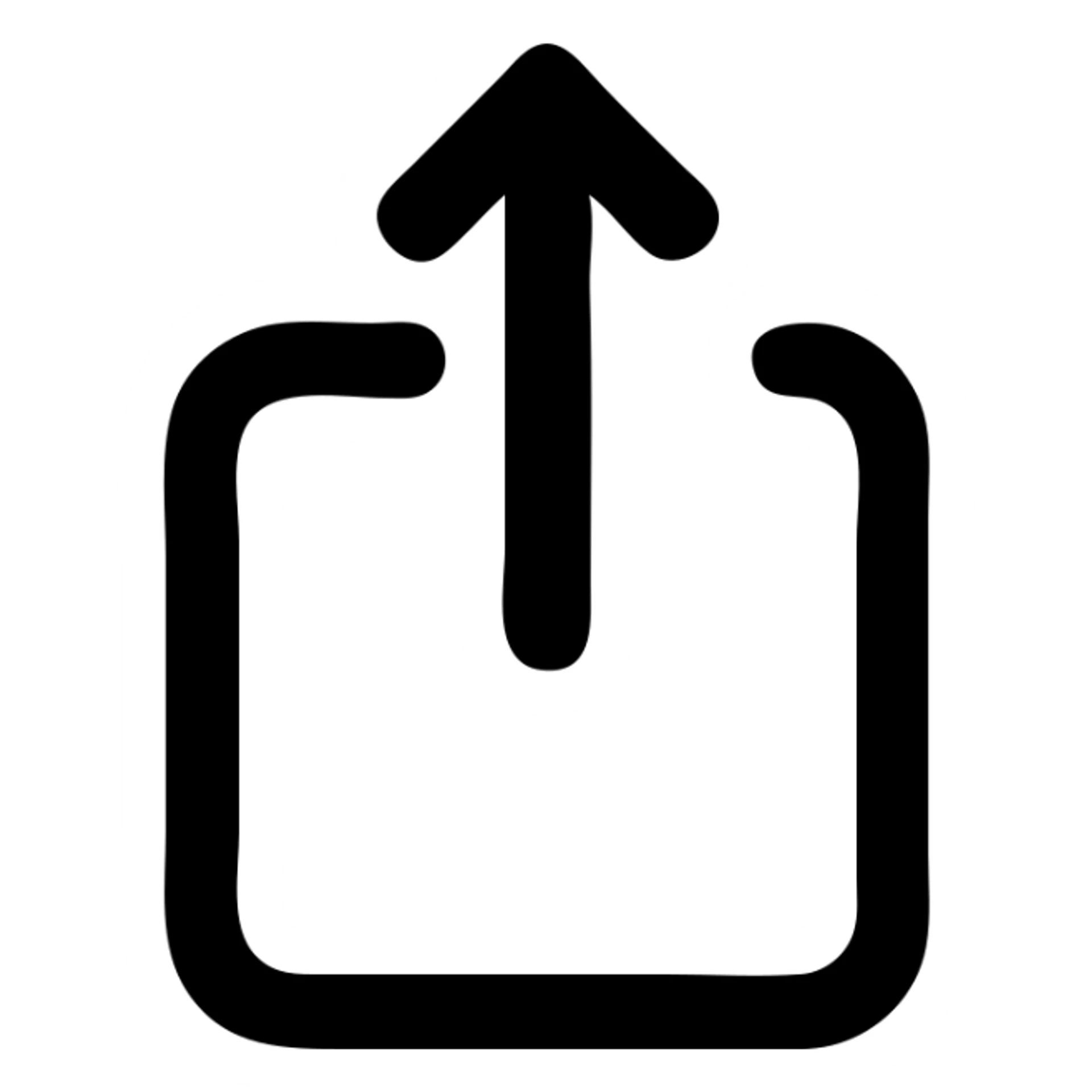 Apple-style iOS share button with arrow pointing up from a box, clean minimalist design sticker