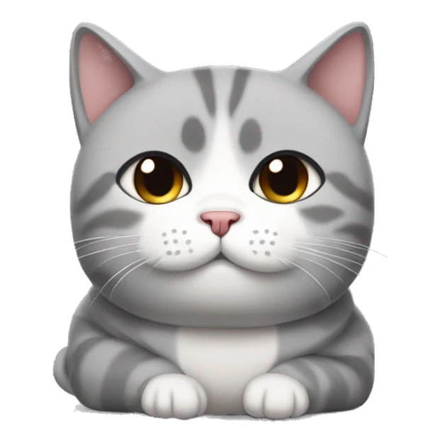 sad grey and white chubby exotic short hair cat sticker