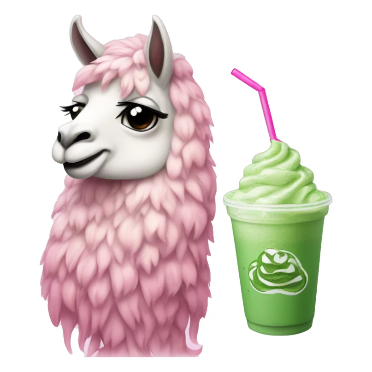 cute llama holding a matcha frappe while it has baddie pink nails aesthetic  sticker