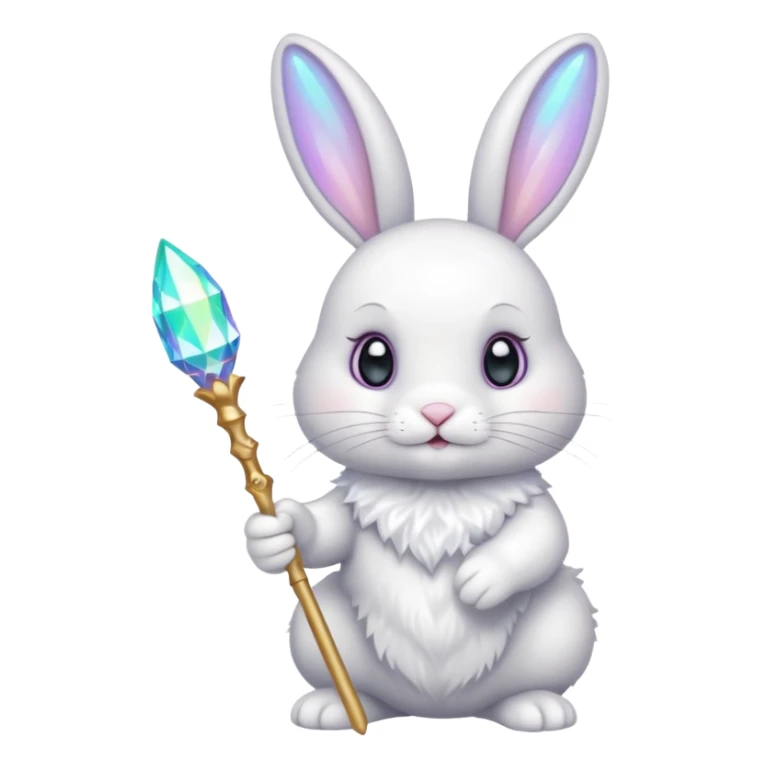 White bunny with wand and with cristals sticker