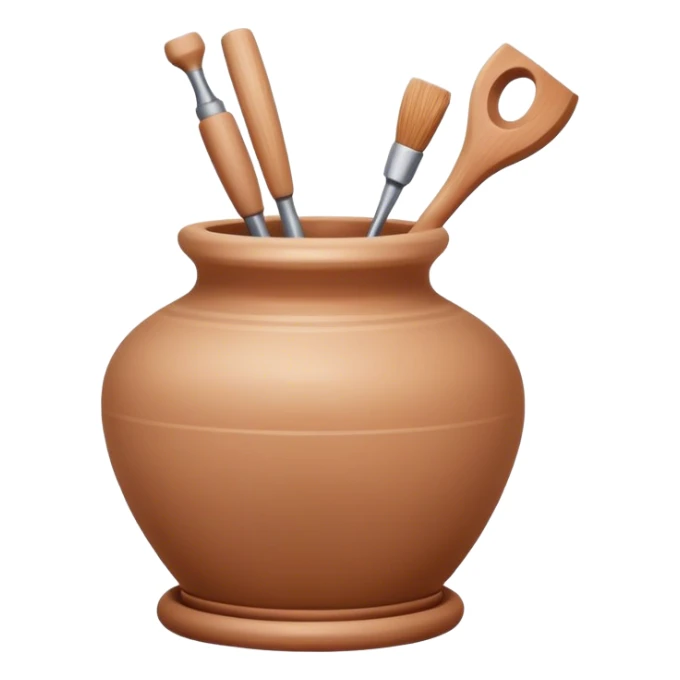 Ceramics making icon, pottery wheel, clay being shaped, ceramic vase or bowl, sculpting tools, minimalistic style, clean lines, transparent background. sticker