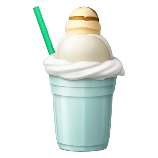 white soda float in a cocktail cup with circle  white ice cream no waffle and no straw just simple sticker