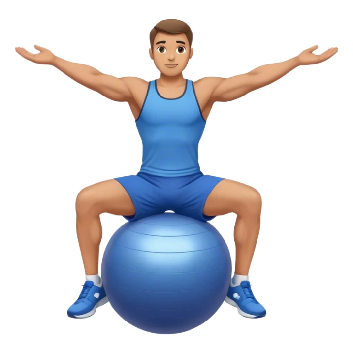 fit man with blue shorts stability-ball balance sticker