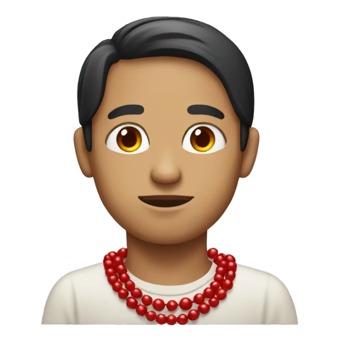 blind man with black hair praying hands red beads sticker