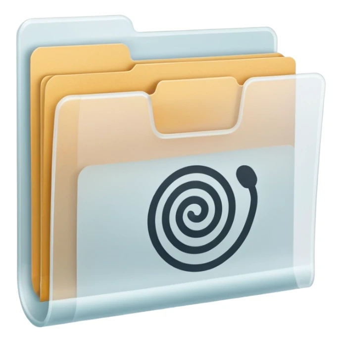 A **simple emoji-style icon** of a **transparent white plastic folder**, minimal and clean, with **rounded corners**, subtle translucency, soft shading, and a **small Concert arena symbol** on the front.
 sticker