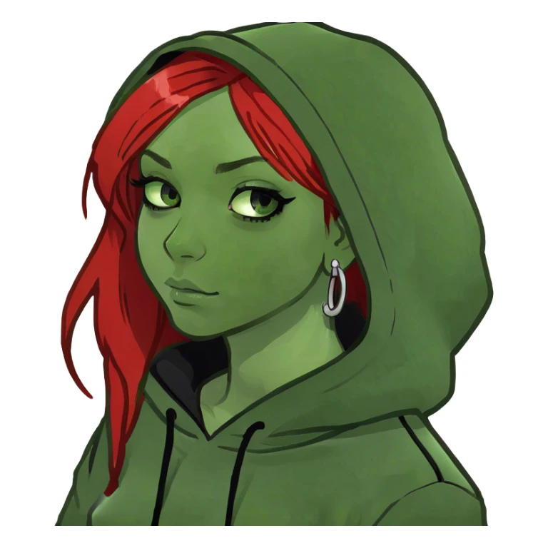 red long haired girl with emo eyeliner sticker