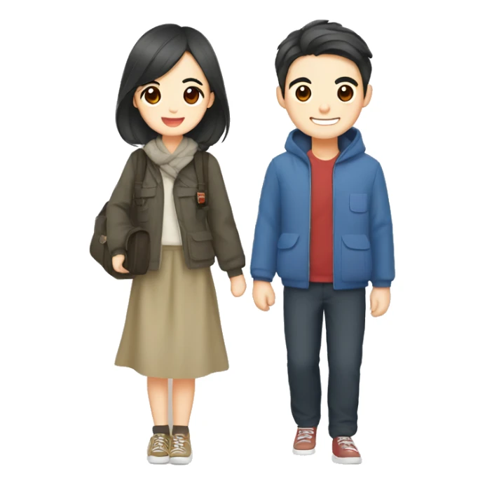 Cute Korean couple traveling Japan  sticker