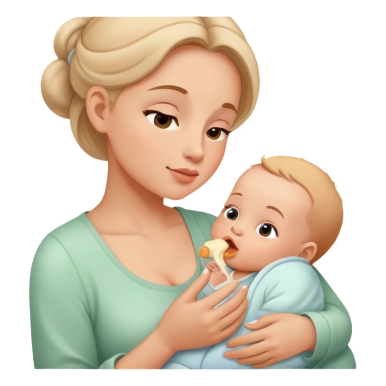 Mother feeding newborn baby, nurturing moment sticker