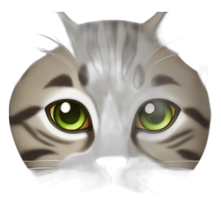 Dark Brown and white tabby cat with green eyes sticker