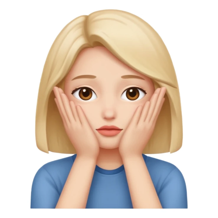 Standard smiley emoji blushing and hiding face with hands sticker