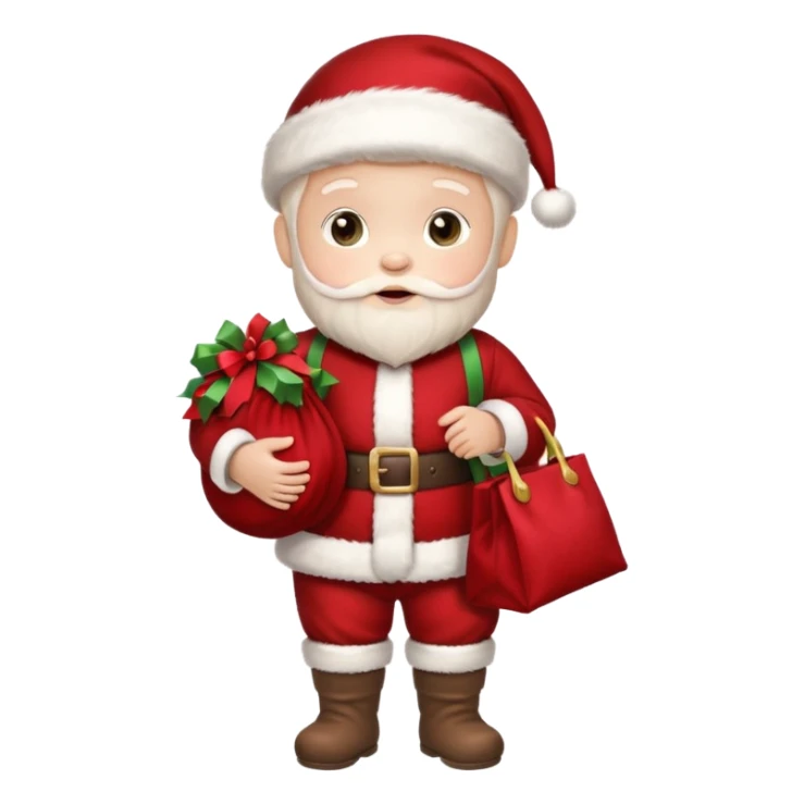 baby Santa Claus is carrying a bag of presents  sticker