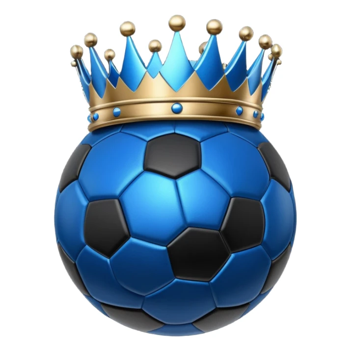 Blue crown on black soccer ball sticker