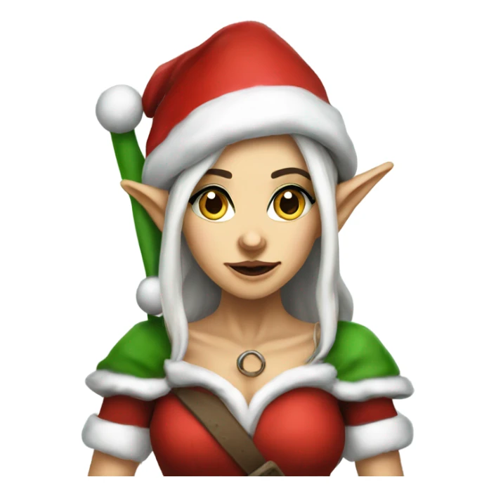 rogue female elf fantasy wearing santa hat sticker