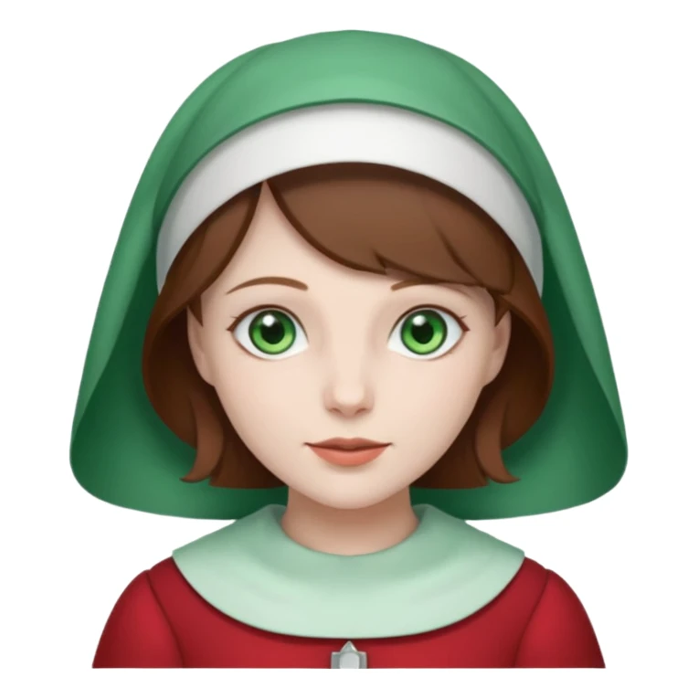 Handmaid woman with brown hair and green eyes. Only head sticker