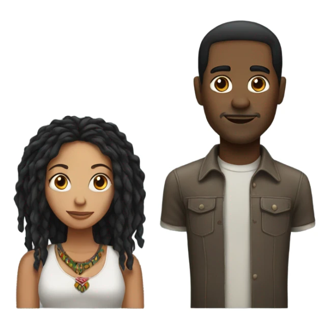 Black guy with dreads and Mexican girl straight black hair sticker