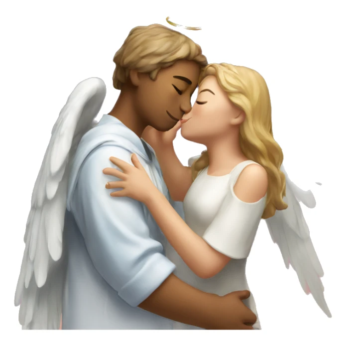 A cat kissing an angel sticker