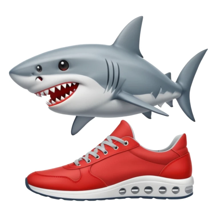Tiburón puesto en sus aletas tenis rojos sticker