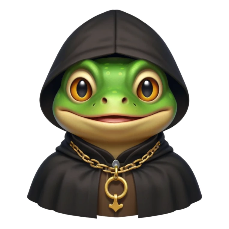 thief frog portrait, head and shoulders only, sly grin, dark cloak collar, mischievous burglar vibe, 3D cartoon, mobile game icon style, clean background, no text, no watermark
 sticker