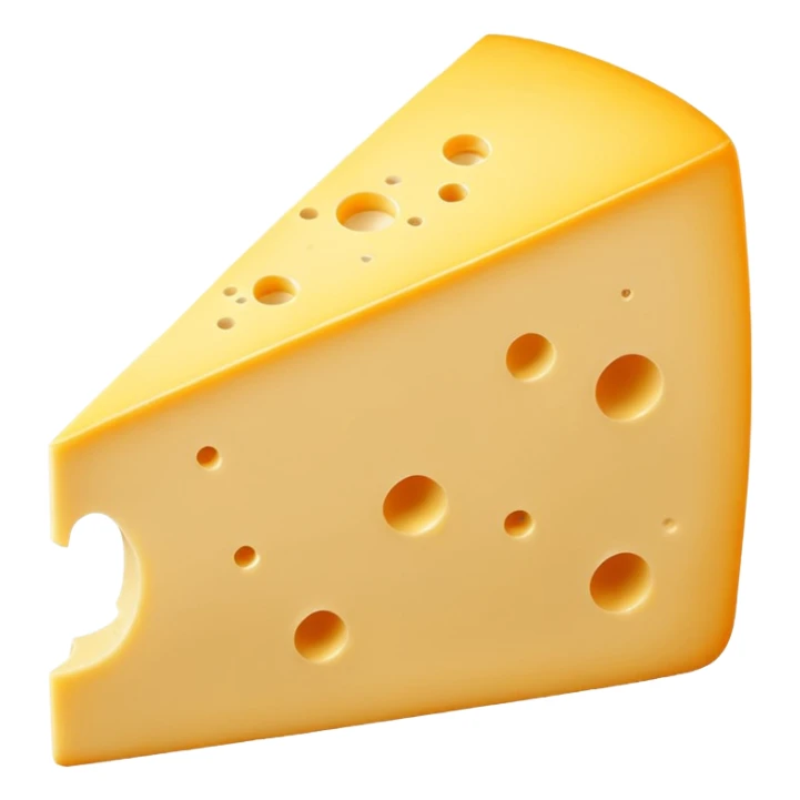 A wedge of yellow cheese with a single round hole and a thin cut slice leaning forward. sticker
