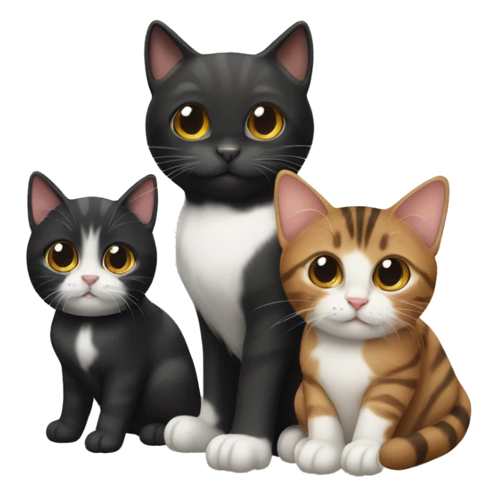 Two black cats and a brown tabby cat sticker