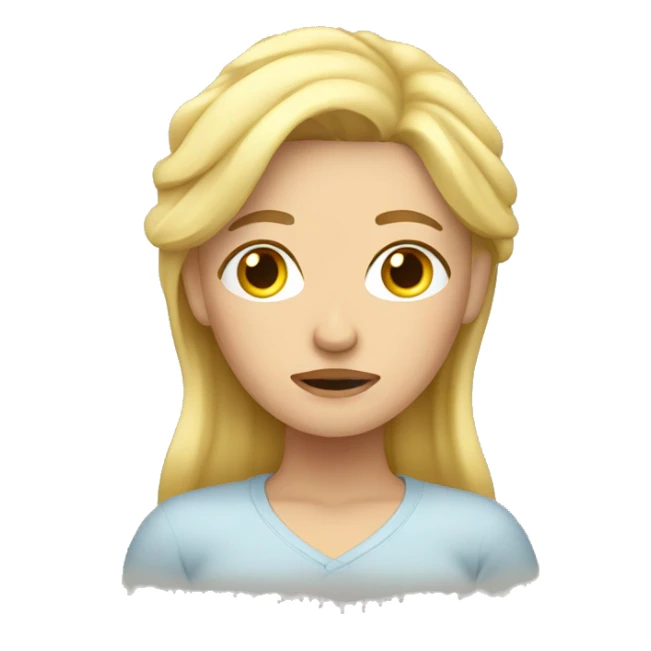 tired blonde woman with falls down away sticker