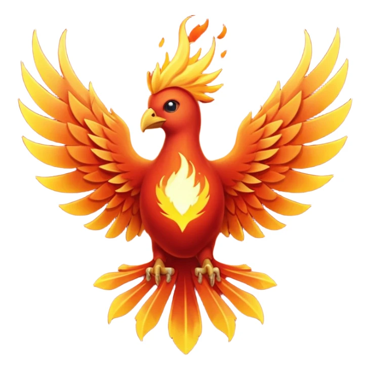 Phoenix force from marvel in a shape of flame bird towards screen with spread wings sticker