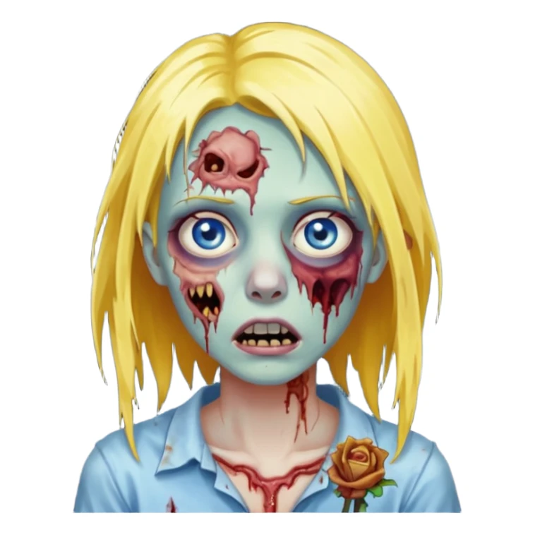 zombie girl yellow hair and blue eyes sticker