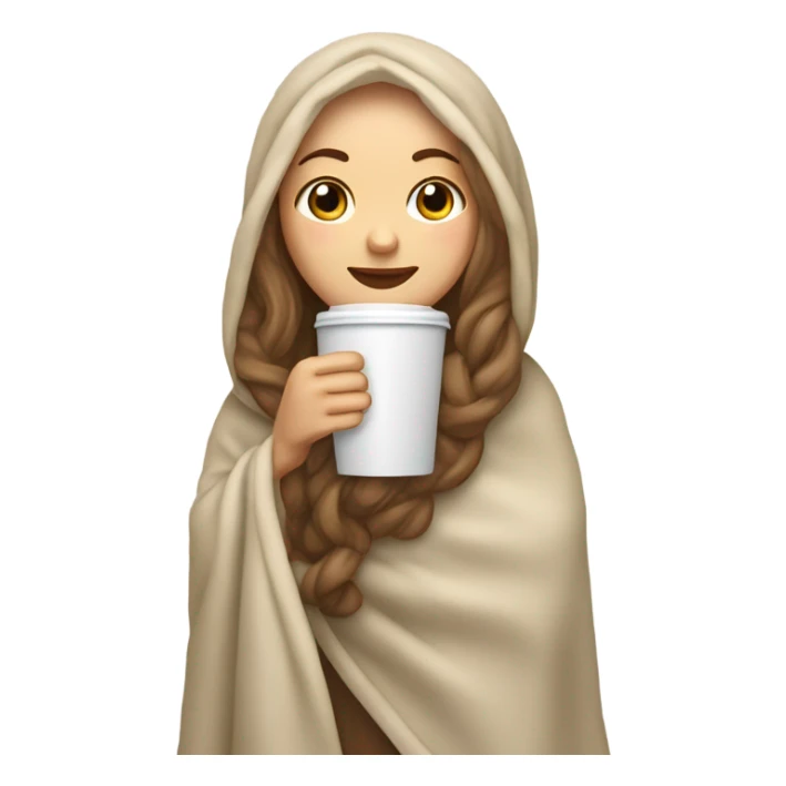 white girl inside a blanket sipping coffee eyes closed sticker