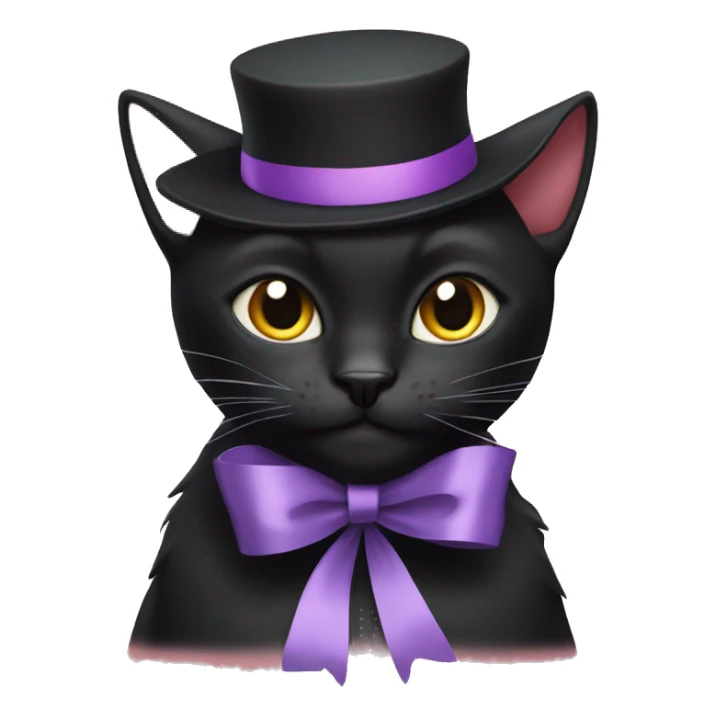 black cat with a ribbon on head sticker