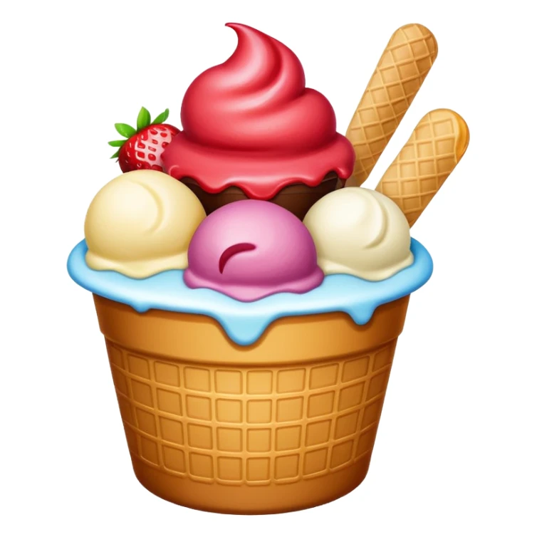 Very big ice cream in tub lots of scoops different flavours sticker