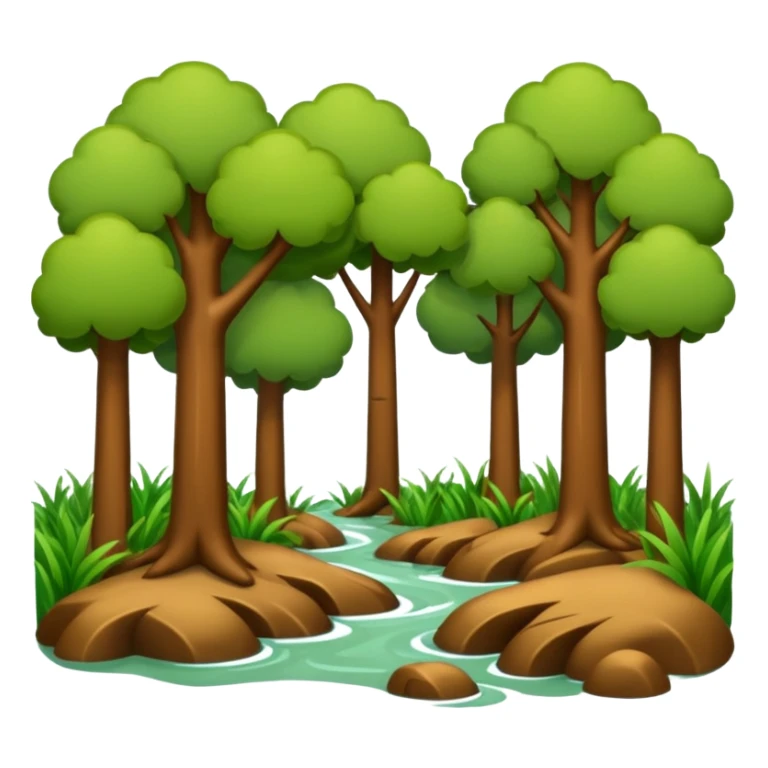alluvial/riparian woodlands (simplistic; iOS emoji style) sticker