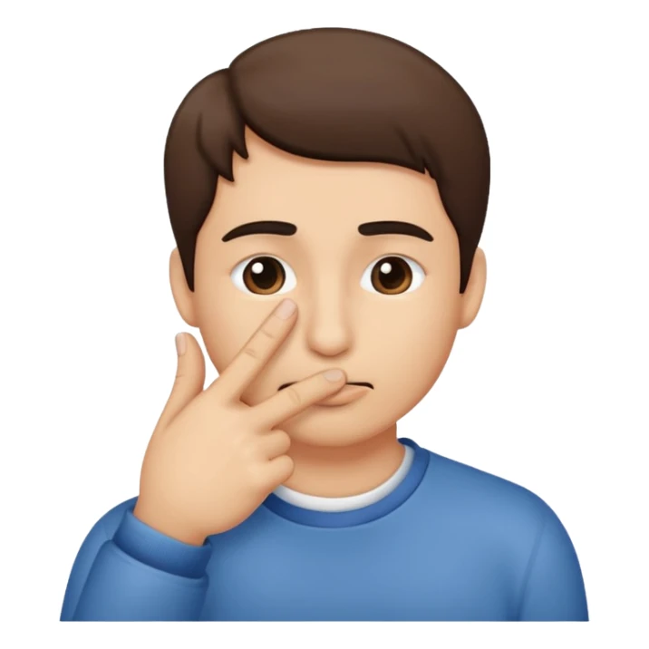 emoji that shows someone rubbing their index finger on their nose. sticker
