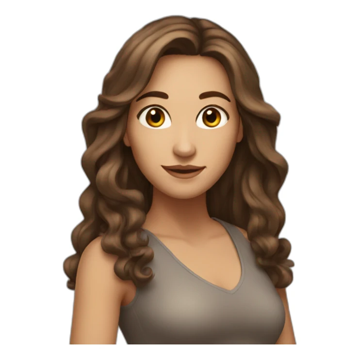brown-haired woman with long hair, brown eyes, dancer sticker