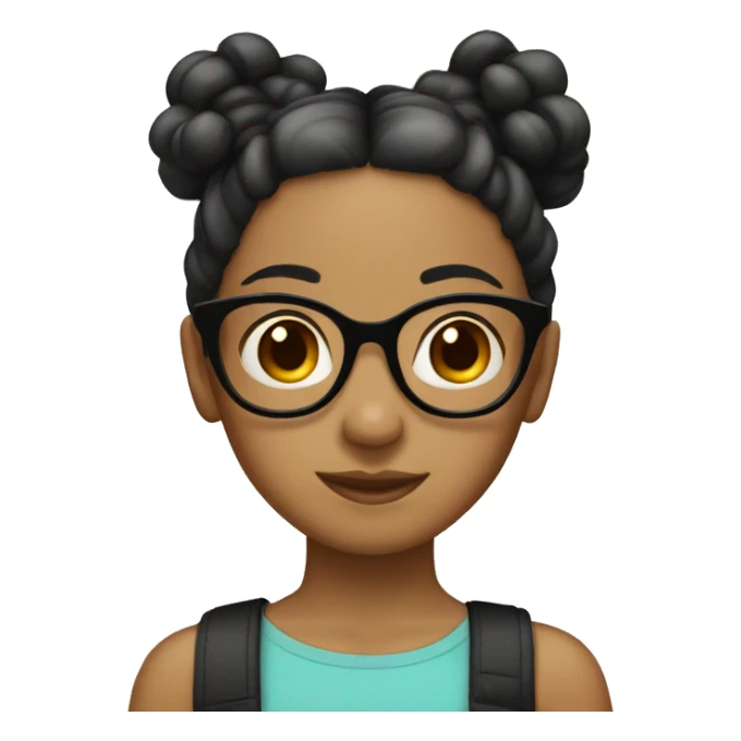 Girl with black pigtails tan skin red glasses sticker