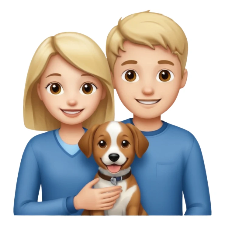 Girl and boy with a dog sticker